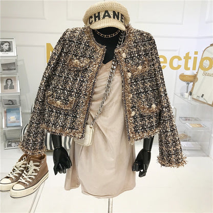 High-quality Temperament Ladies style tweed women short Jacket Women 2022 autumn  elegant jacket Female Fashion Jacket Woman Top