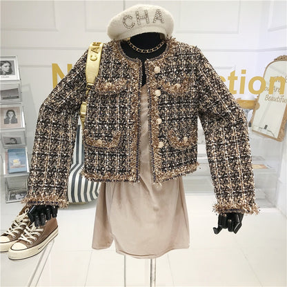 High-quality Temperament Ladies style tweed women short Jacket Women 2022 autumn  elegant jacket Female Fashion Jacket Woman Top